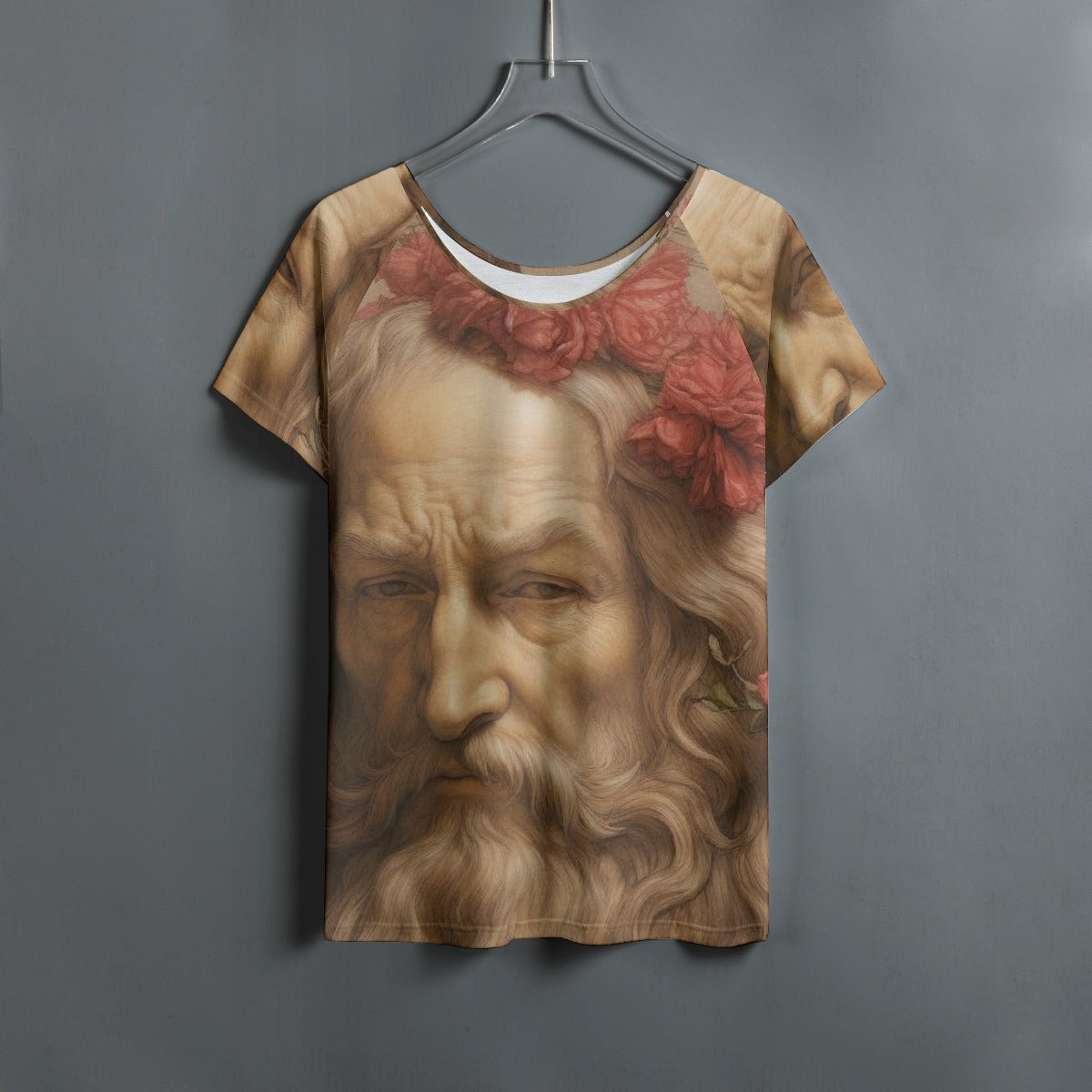 All-Over Print Women's Round Neck T-shirt With Raglan Sleeve