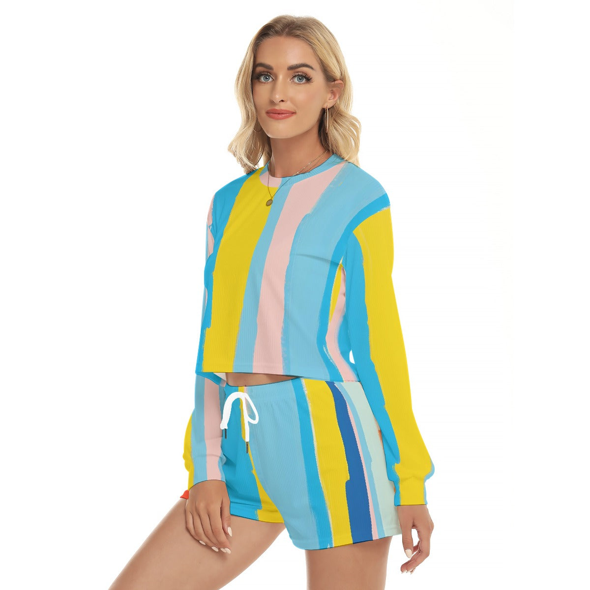 All-Over Print Women's Short Sweatshirt And Pants Suit