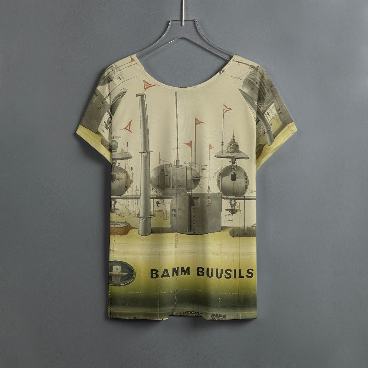 All-Over Print Women's Round Neck T-shirt With Raglan Sleeve