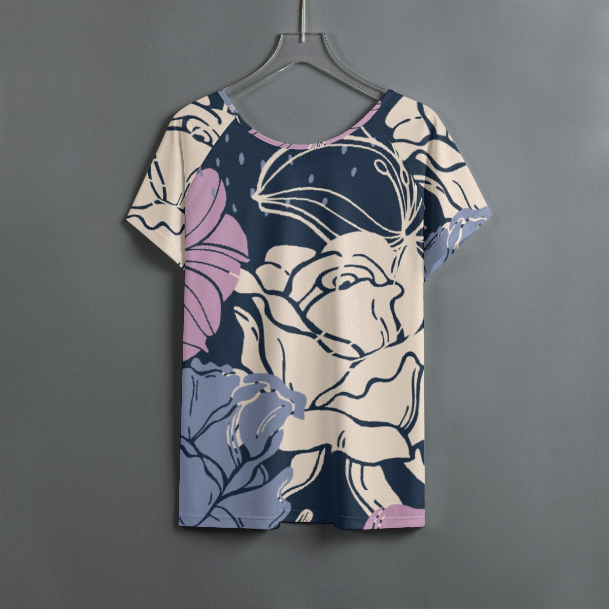 All-Over Print Women's Round Neck T-shirt With Raglan Sleeve