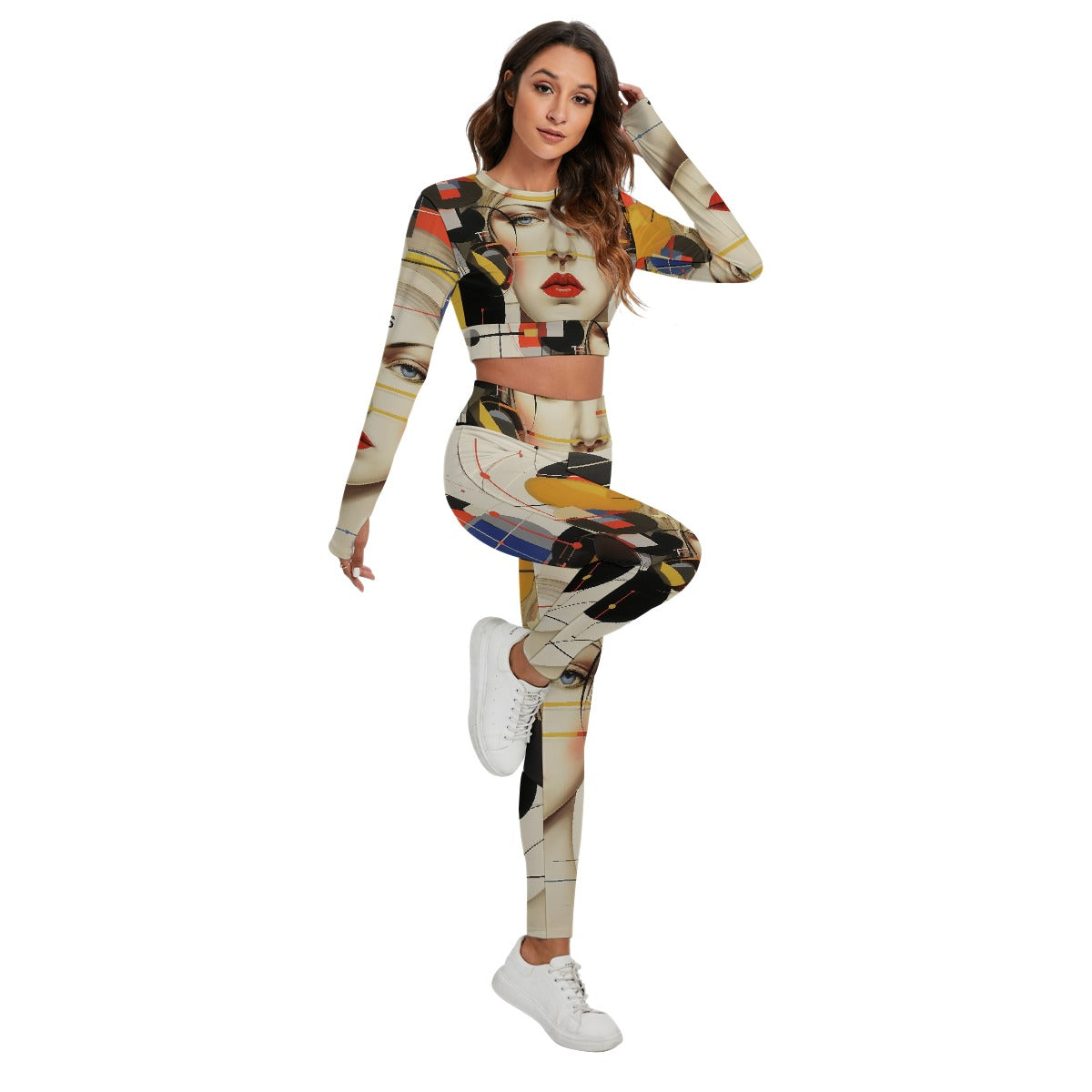 All-Over Print Women's Sport Set With Backless Top And Leggings