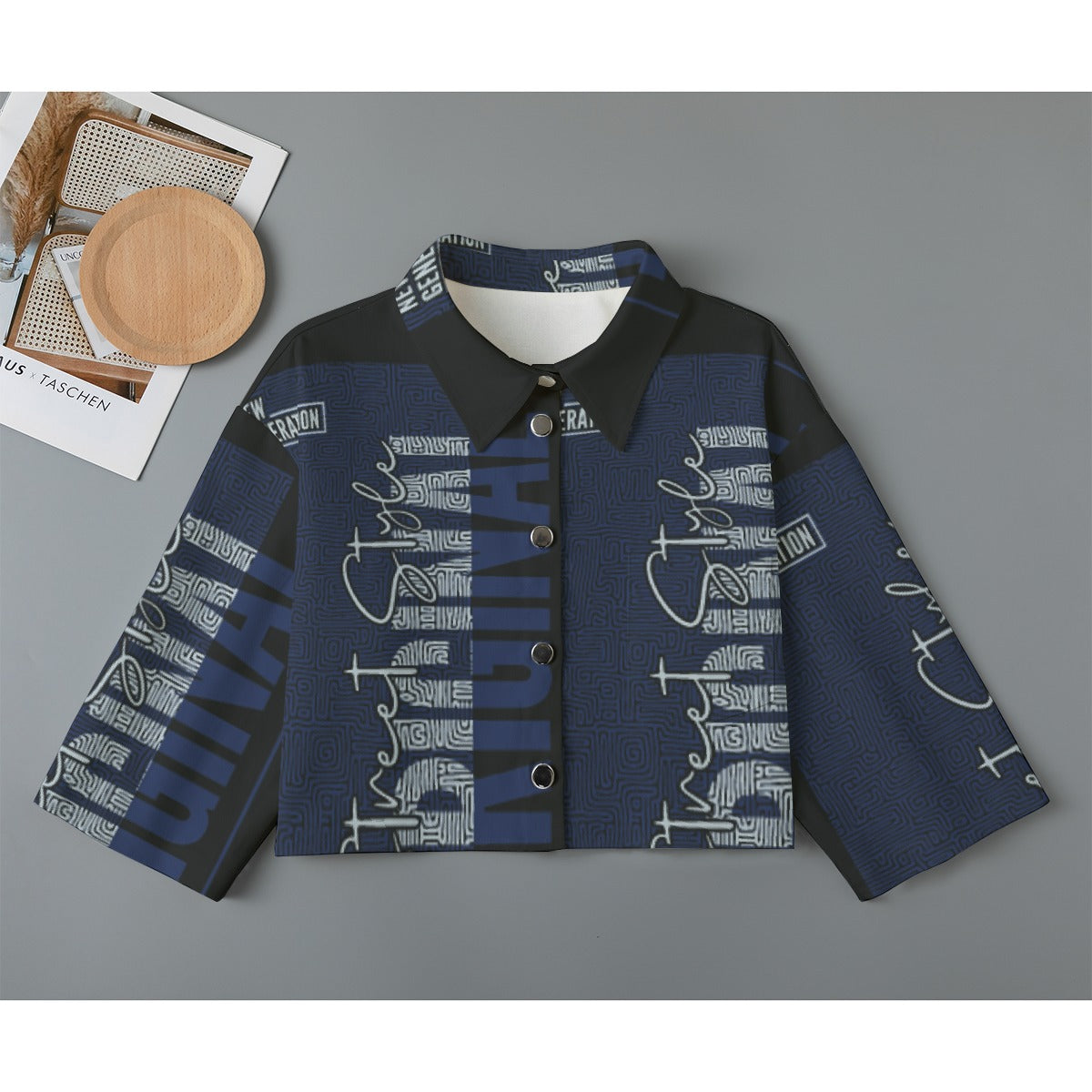 All-Over Print Women's Cropped Jacket | 245GSM Cotton