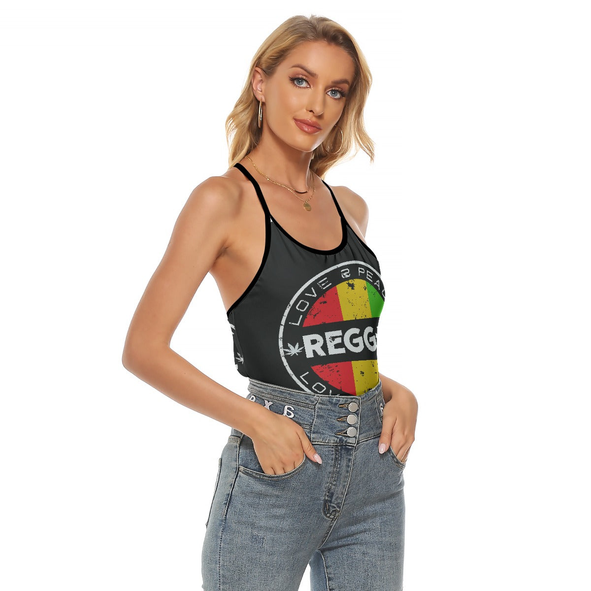 All-Over Print Women's Criss-Cross Open Back Tank Top