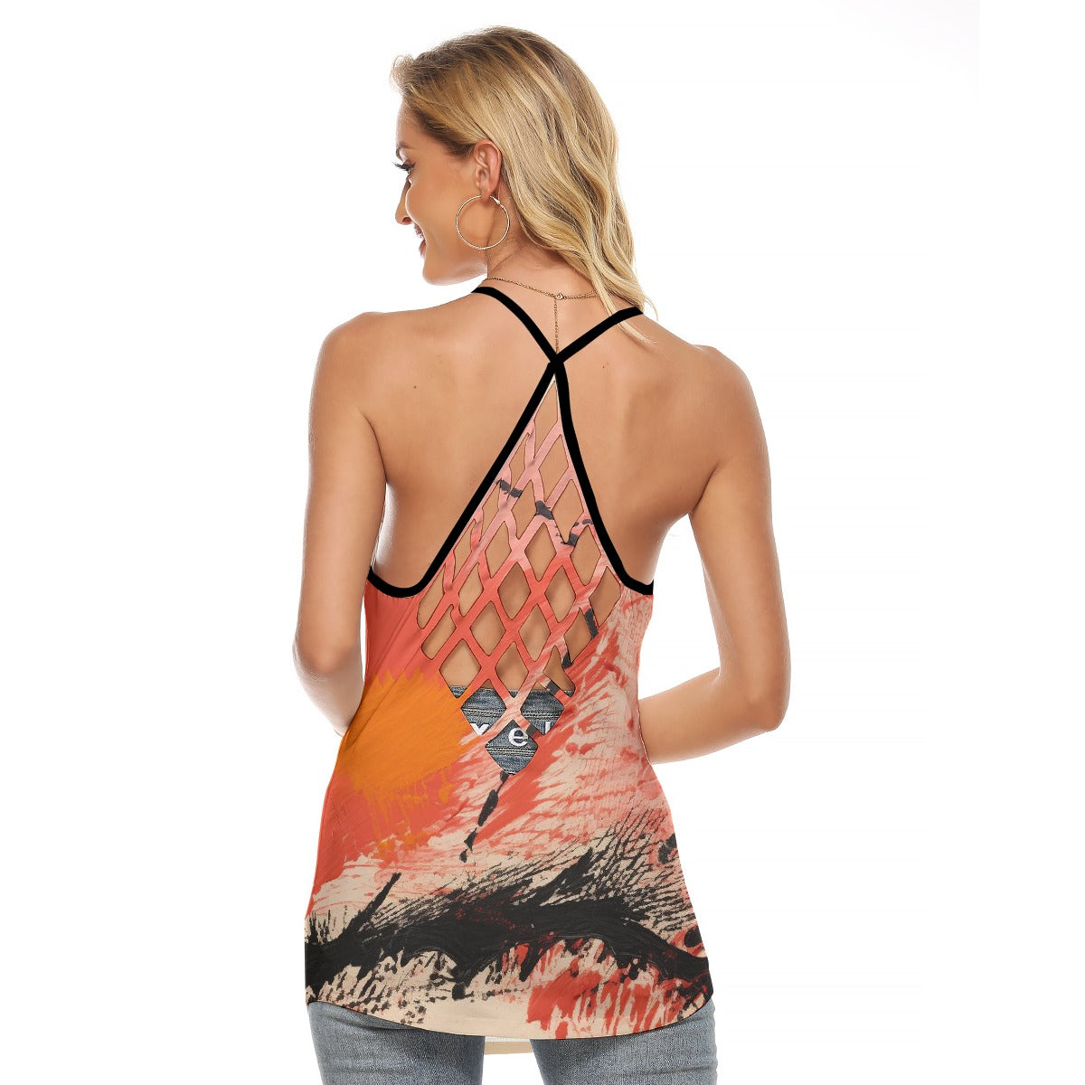 All-Over Print Women's Criss-Cross Open Back Tank Top