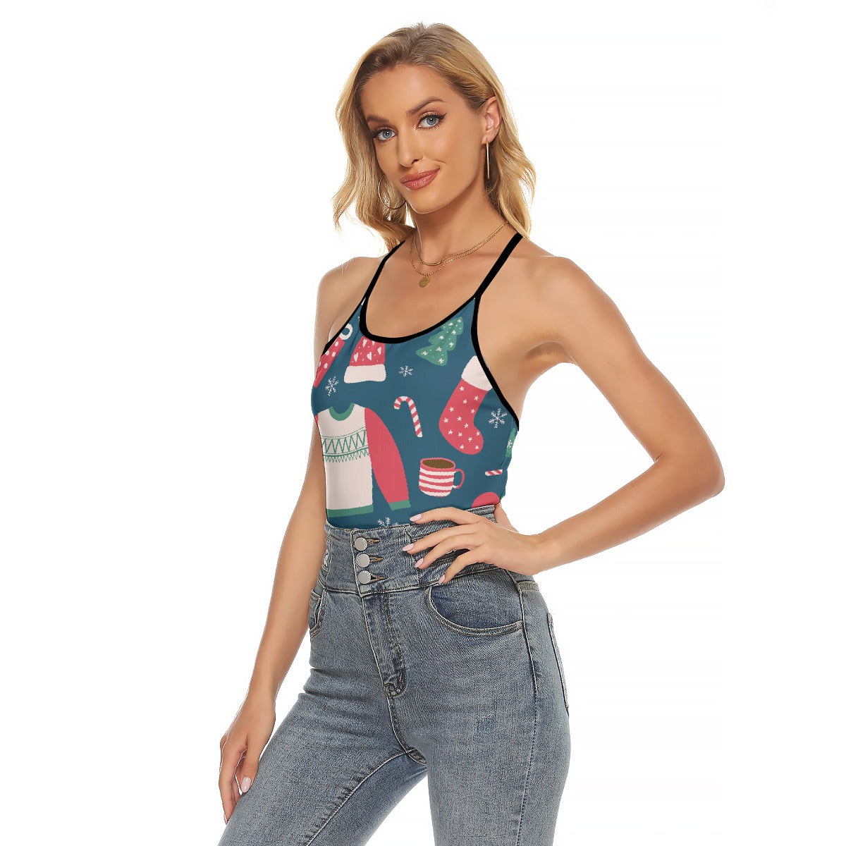 All-Over Print Women's Criss-Cross Open Back Tank Top