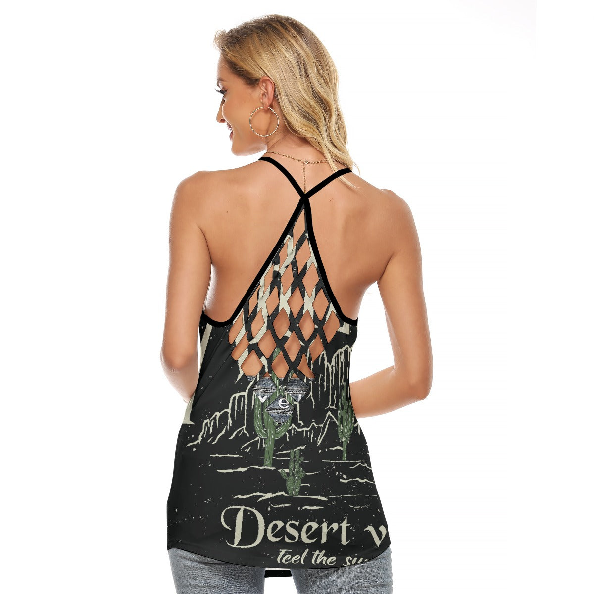 All-Over Print Women's Criss-Cross Open Back Tank Top