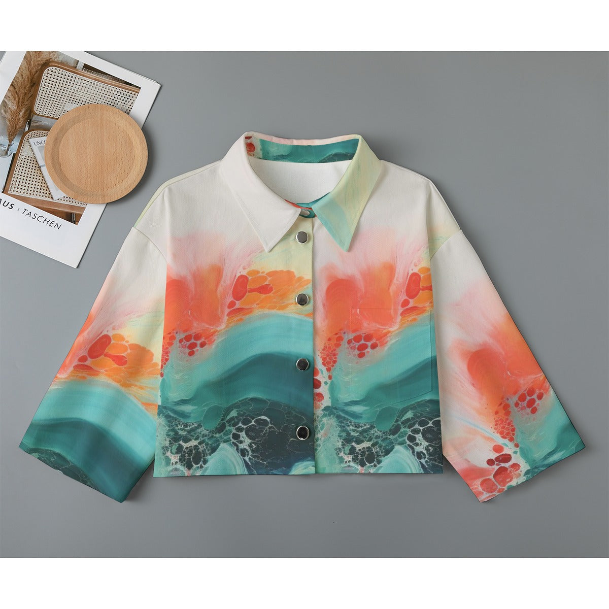 All-Over Print Women's Cropped Jacket | 245GSM Cotton