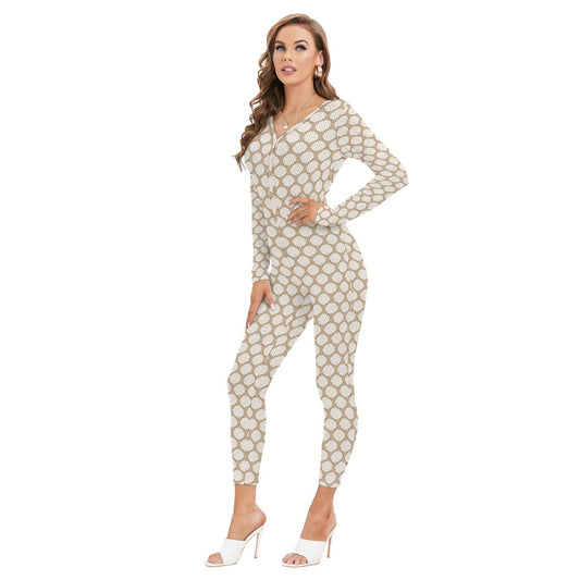 All-Over Print Women's Plunging Neck Jumpsuit