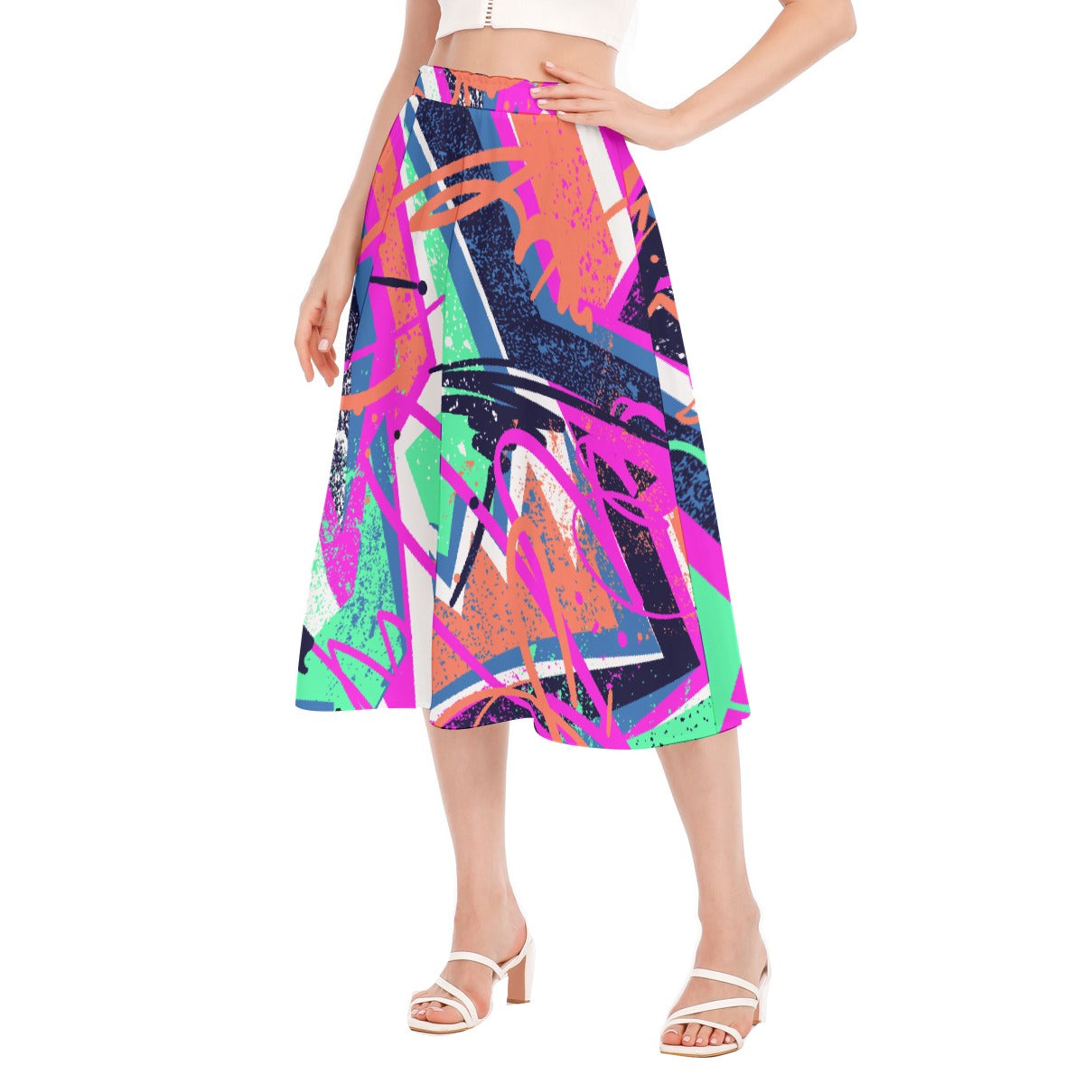 All-Over Print Women's Long Section Chiffon Skirt