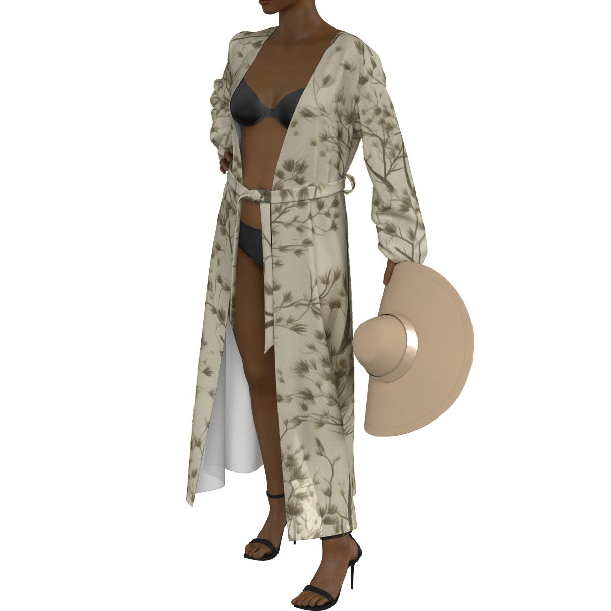 All-Over Print Women's Lace-up Chiffon Robe