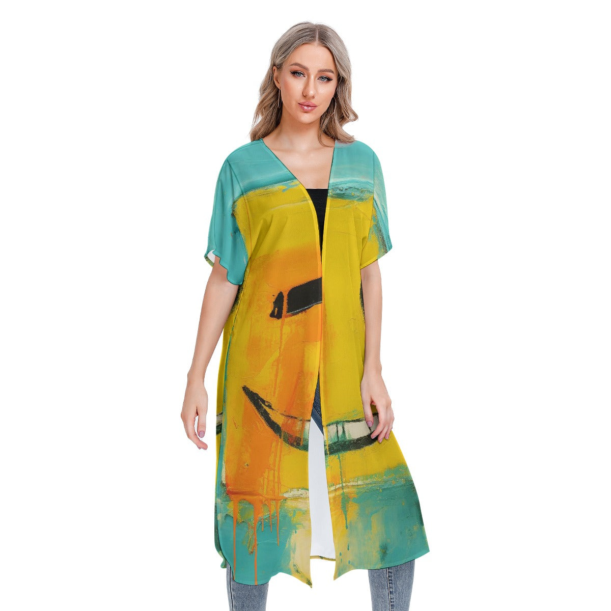 All-Over Print Women's Short Sleeve Cardigan