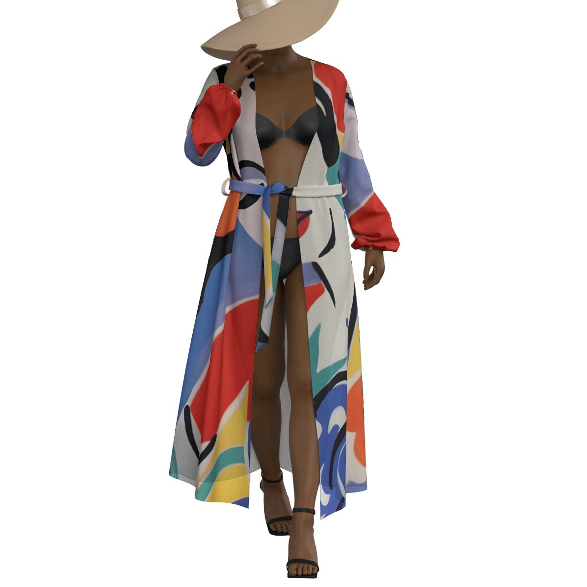 All-Over Print Women's Lace-up Chiffon Robe