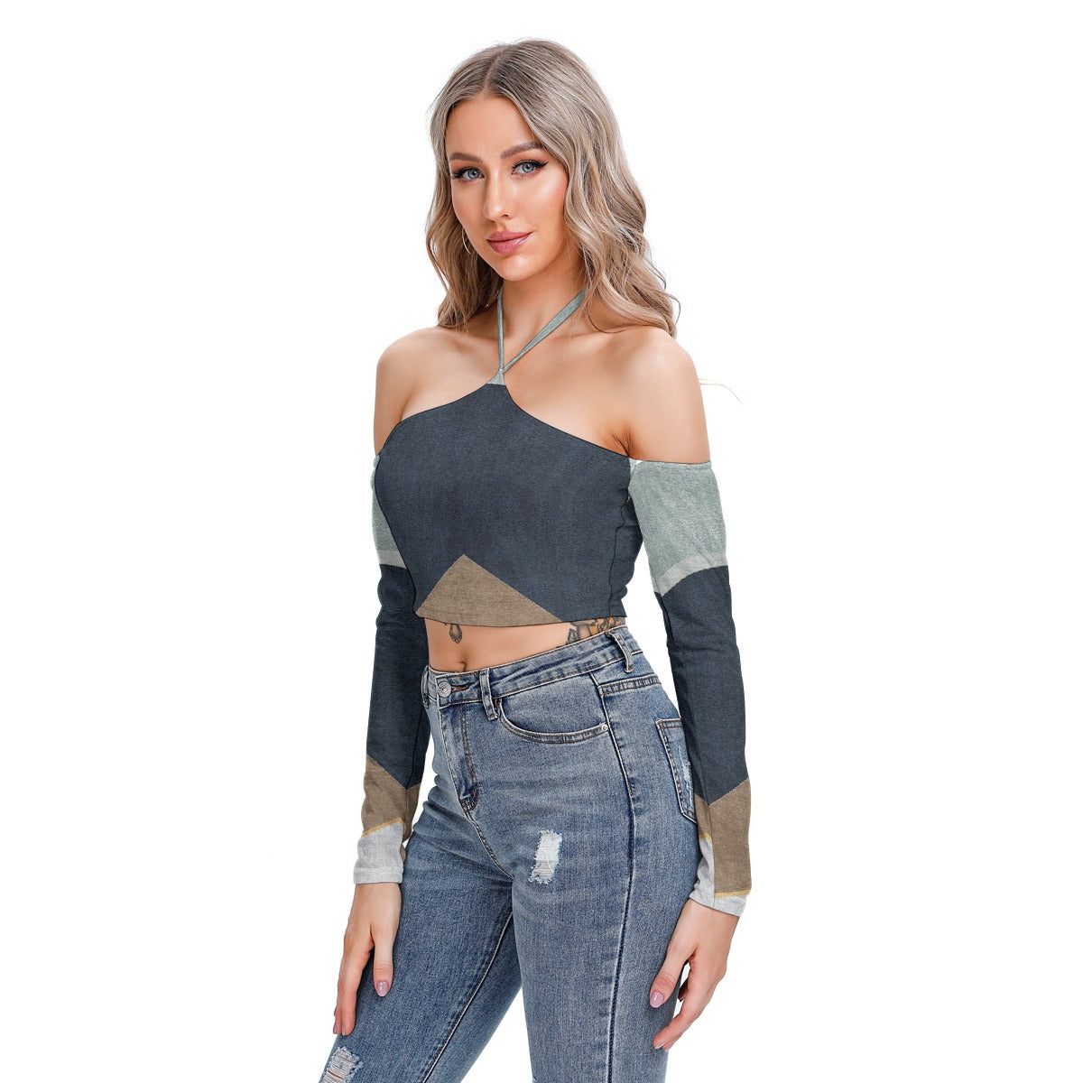 All-Over Print Women's Halter Lace-up Top