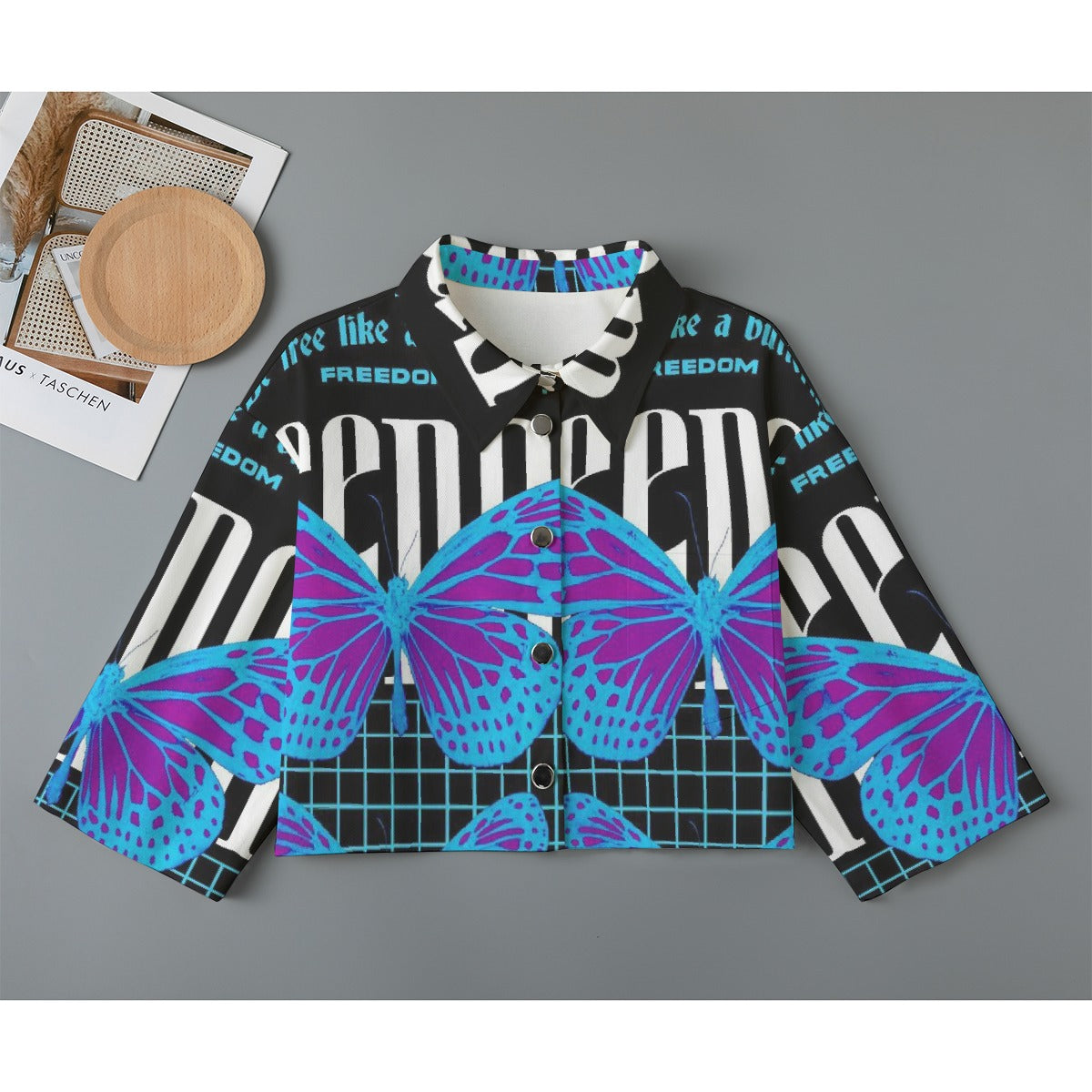 All-Over Print Women's Cropped Jacket | 245GSM Cotton