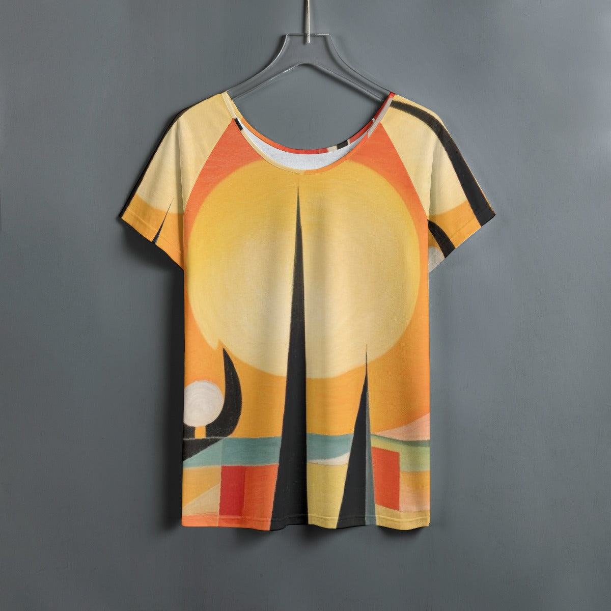All-Over Print Women's Round Neck T-shirt With Raglan Sleeve
