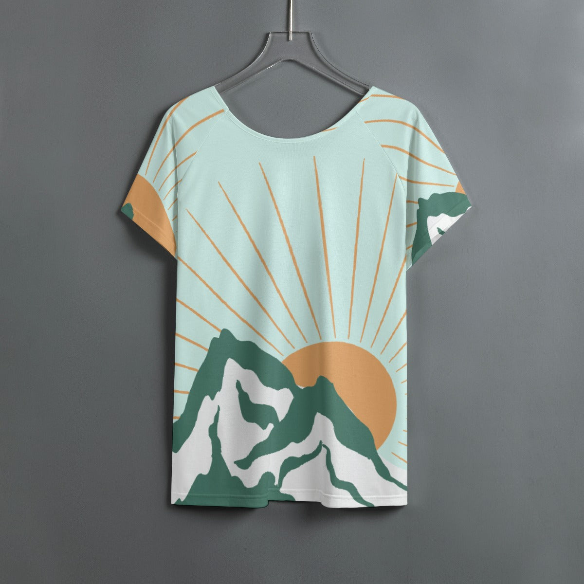All-Over Print Women's Round Neck T-shirt With Raglan Sleeve