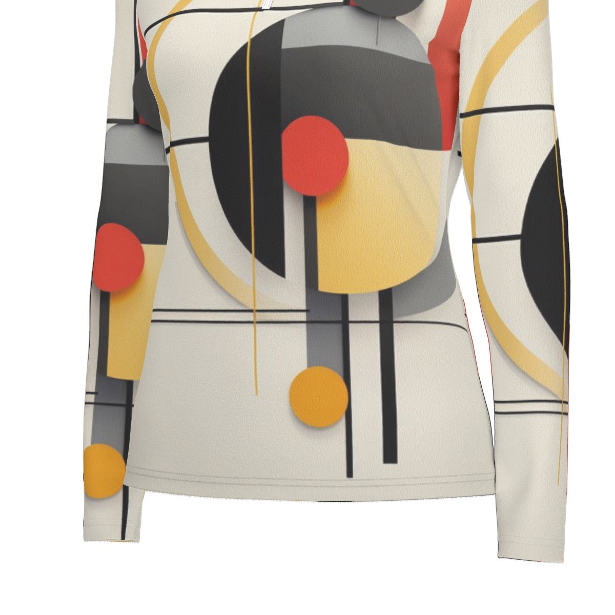 All-Over Print Women's Sports Collar Jersey With Long Sleeve