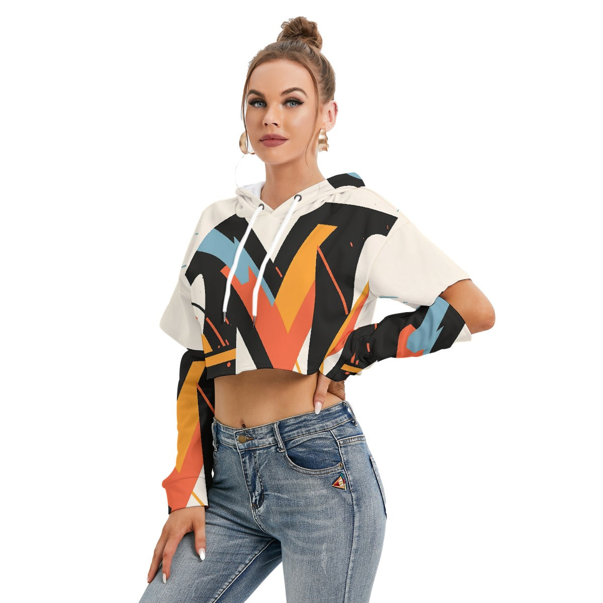 All-Over Print Women's Heavy Fleece Hoodie With Hollow Out Sleeve
