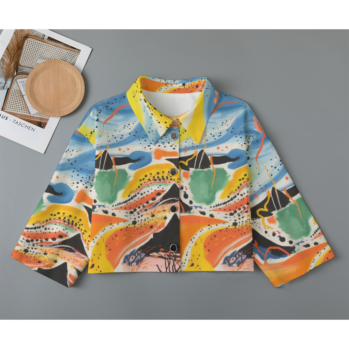 All-Over Print Women's Cropped Jacket | 245GSM Cotton