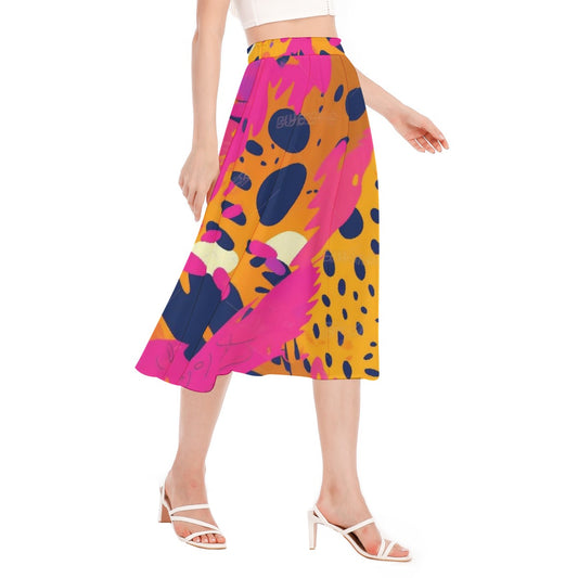 All-Over Print Women's Long Section Chiffon Skirt