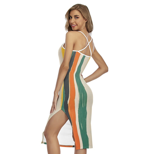 All-Over Print Women's Back Cross Cami Dress