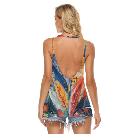 All-Over Print Women's Halter Top With Backless