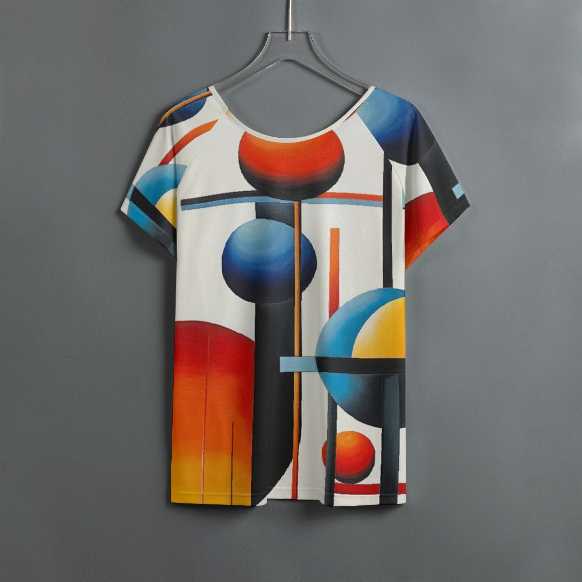 All-Over Print Women's Round Neck T-shirt With Raglan Sleeve