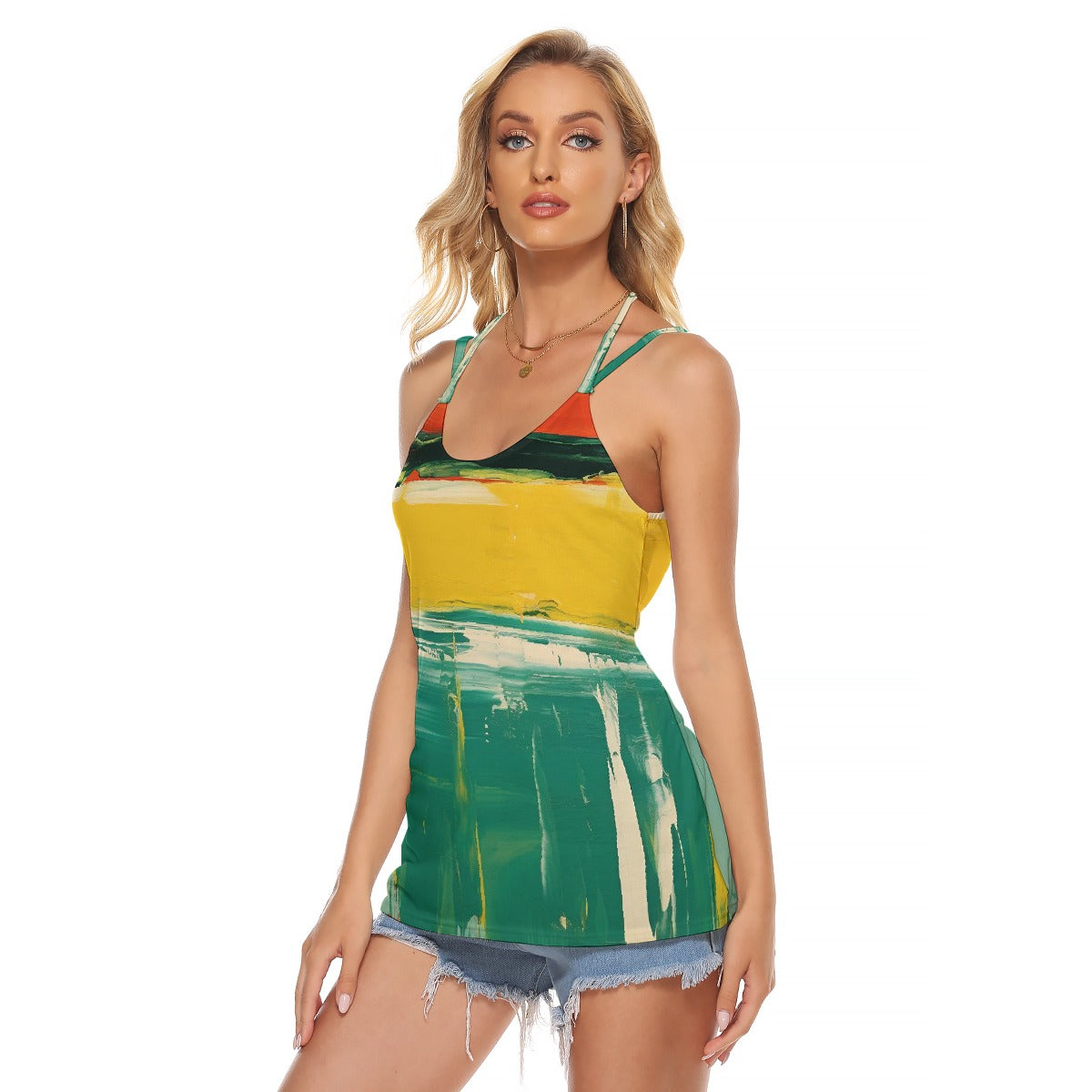 All-Over Print Women's Halter Top With Backless