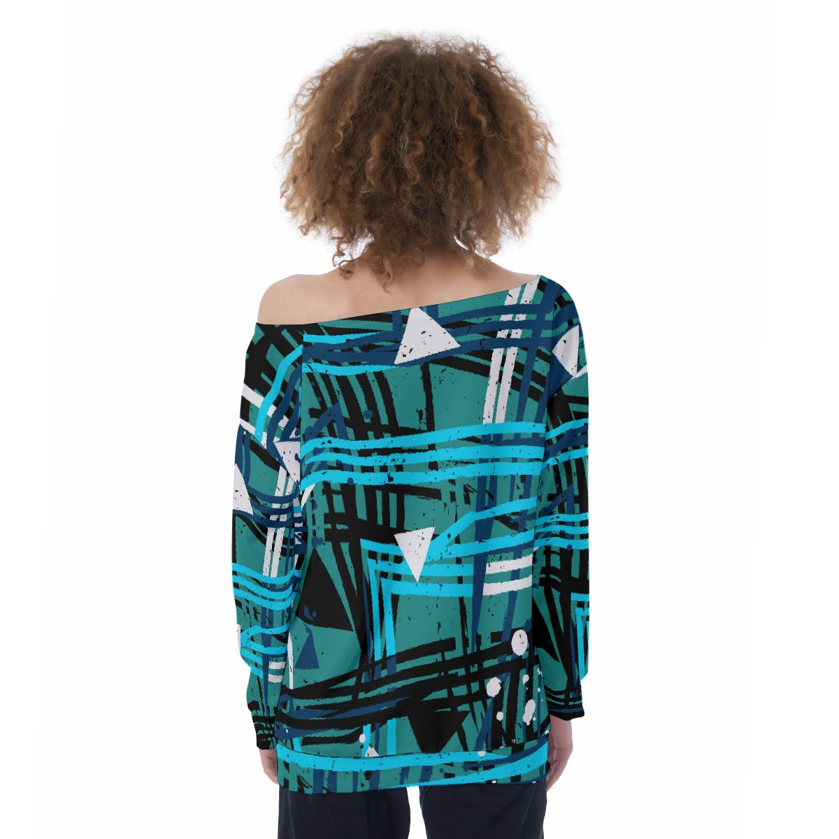 All-Over Print Oversized Women's Off-Shoulder Sweatshirt