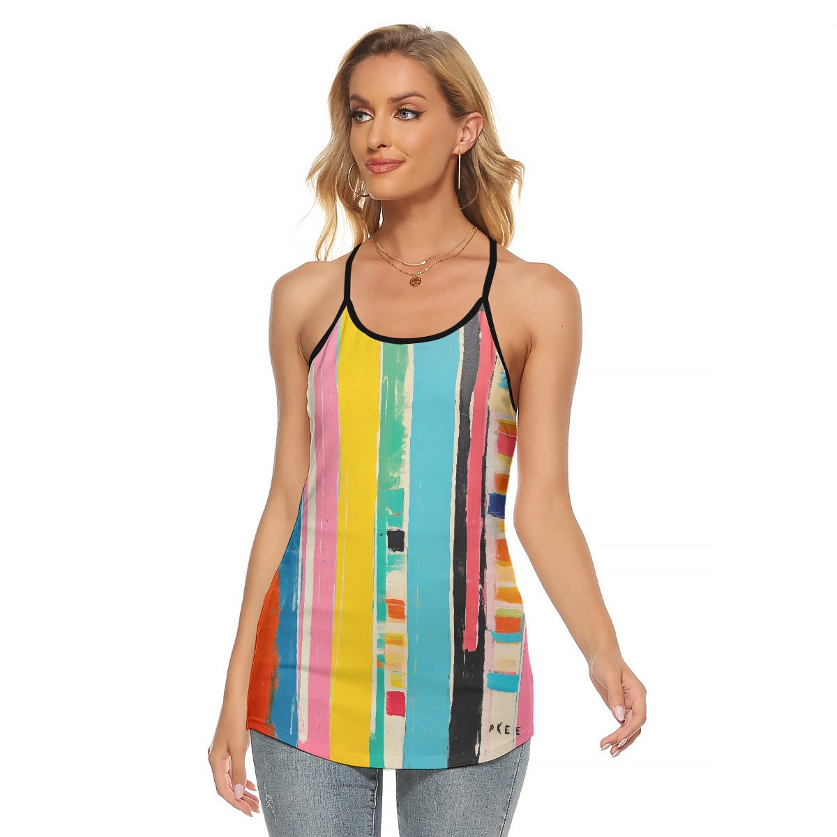 All-Over Print Women's Criss-Cross Open Back Tank Top
