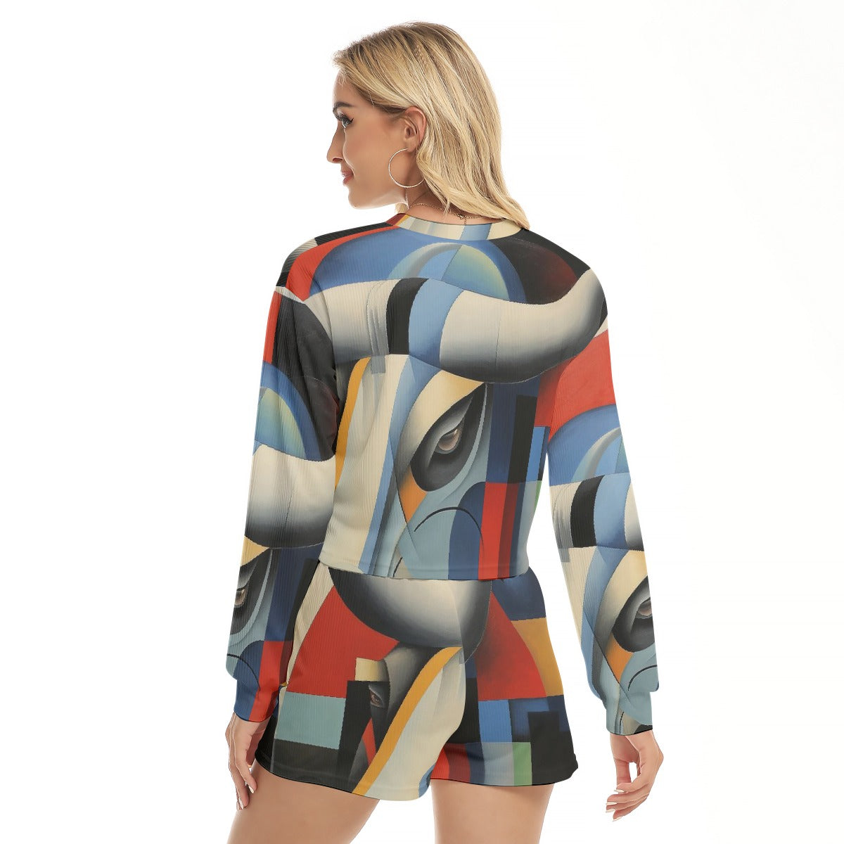 All-Over Print Women's Short Sweatshirt And Pants Suit