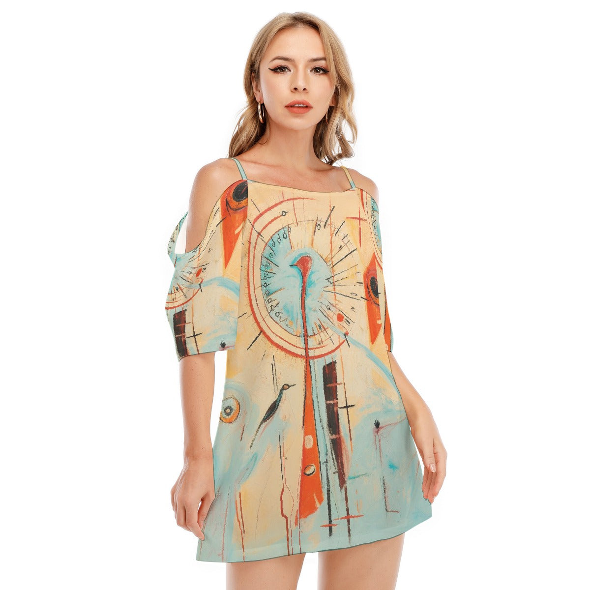 All-Over Print Women's Off-shoulder Cami Dress