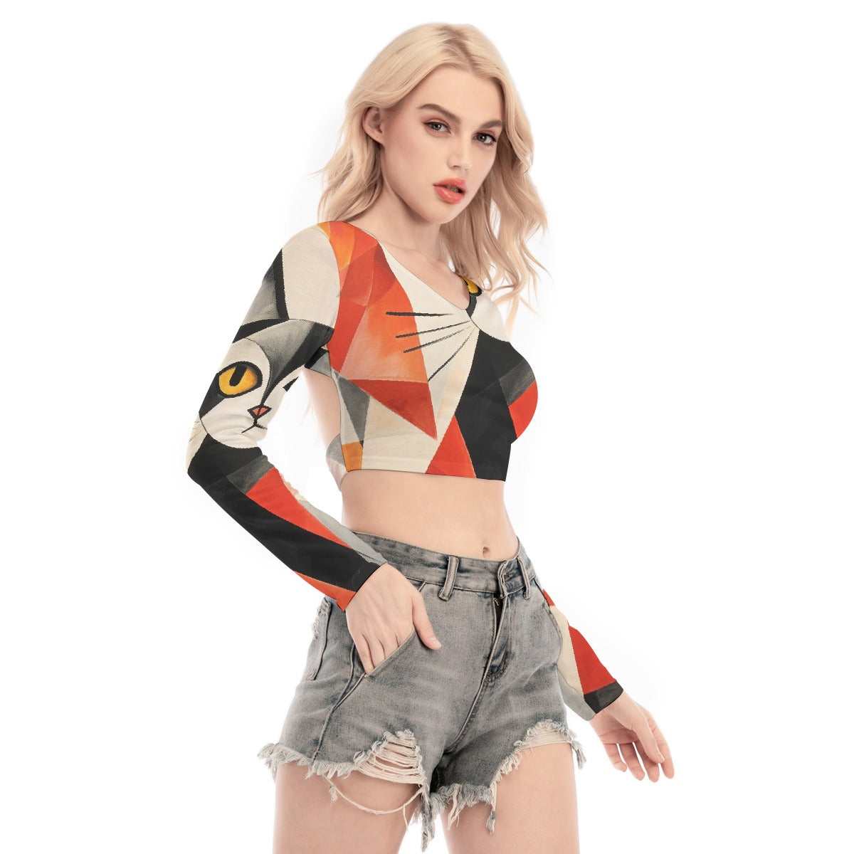 All-Over Print Women's Back Hollow T-shirt With Strap