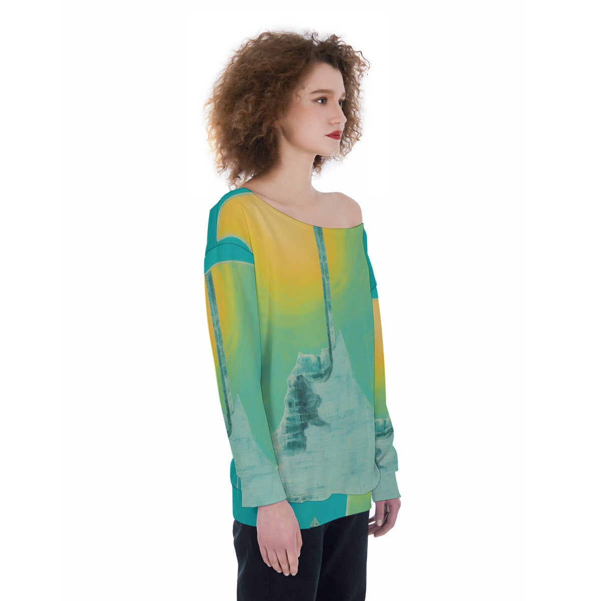 All-Over Print Oversized Women's Off-Shoulder Sweatshirt
