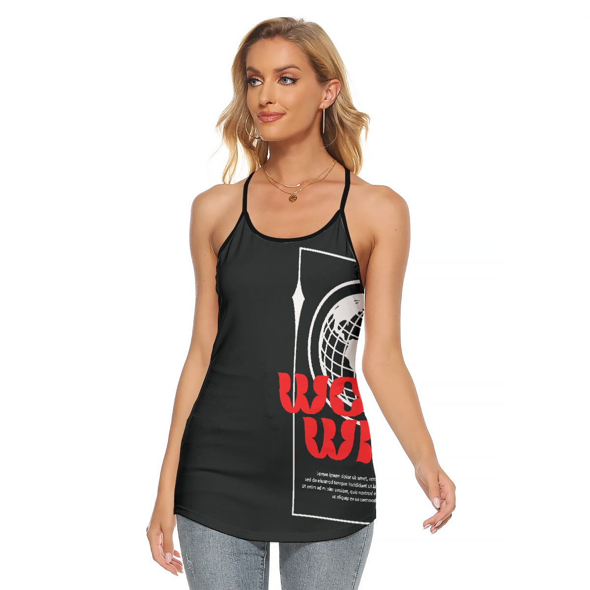 All-Over Print Women's Criss-Cross Open Back Tank Top