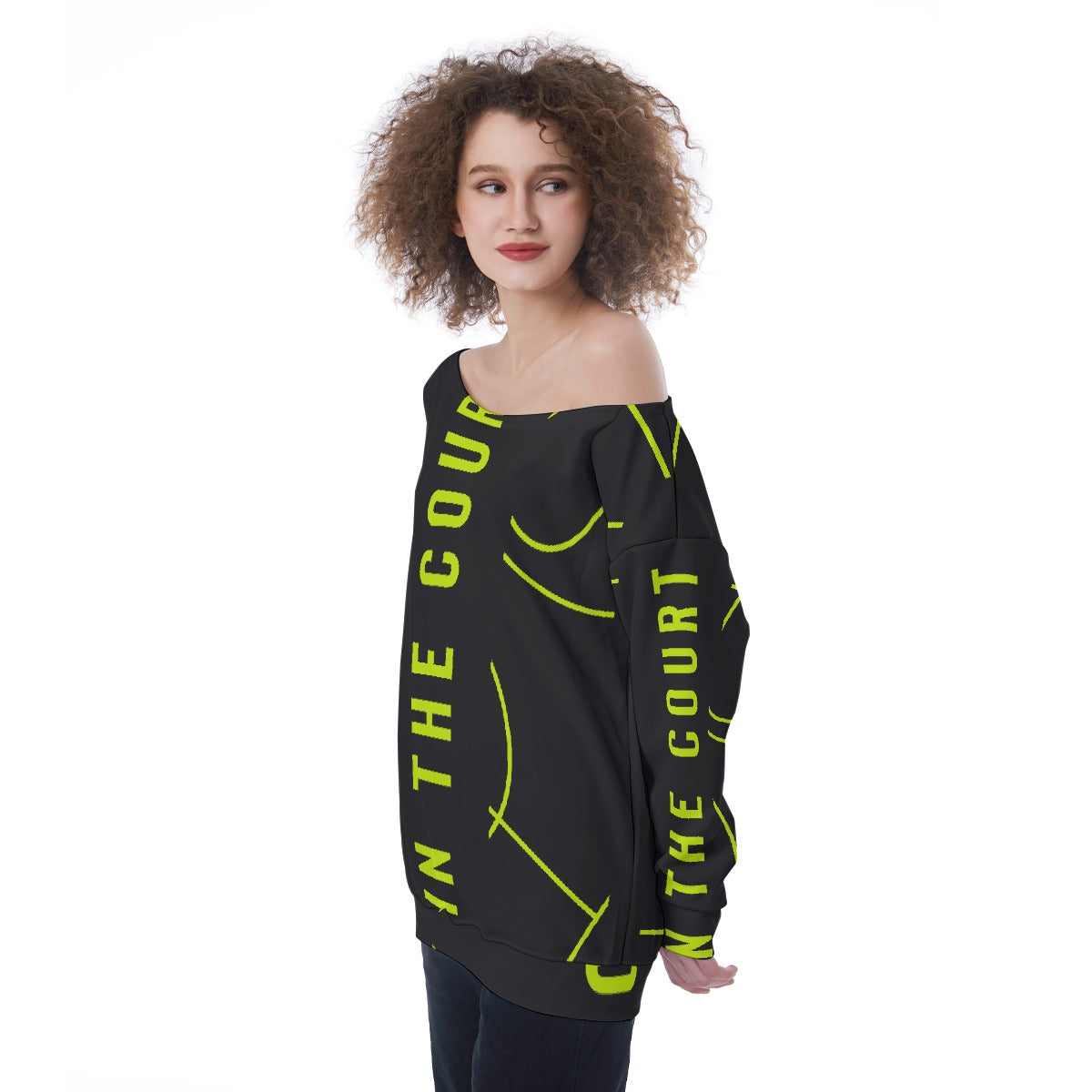 All-Over Print Oversized Women's Off-Shoulder Sweatshirt