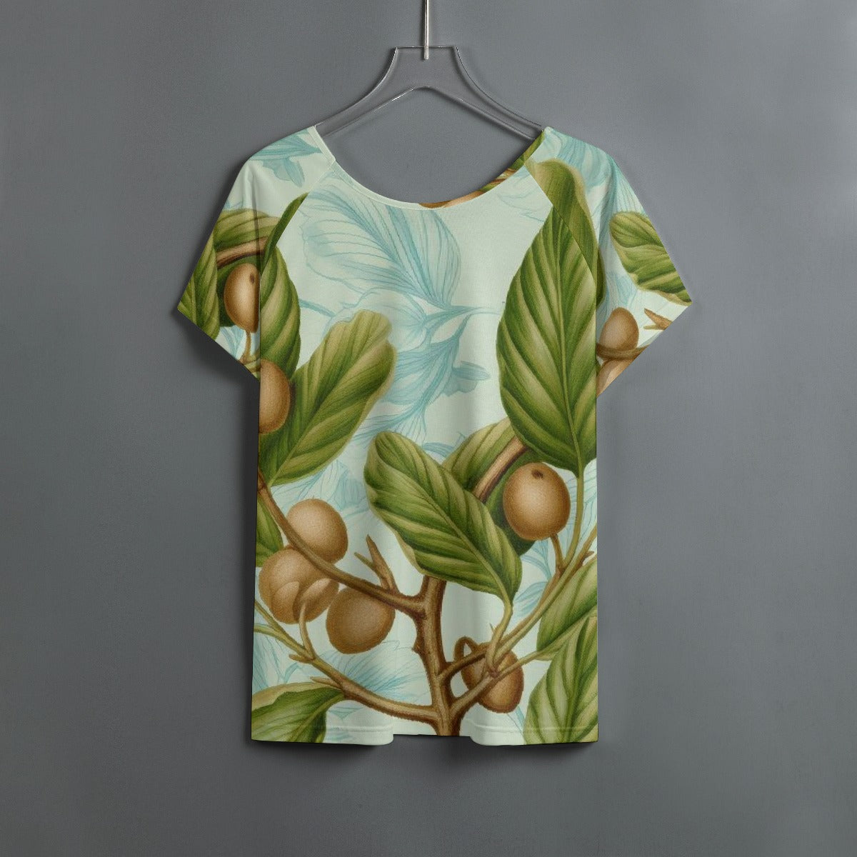 All-Over Print Women's Round Neck T-shirt With Raglan Sleeve
