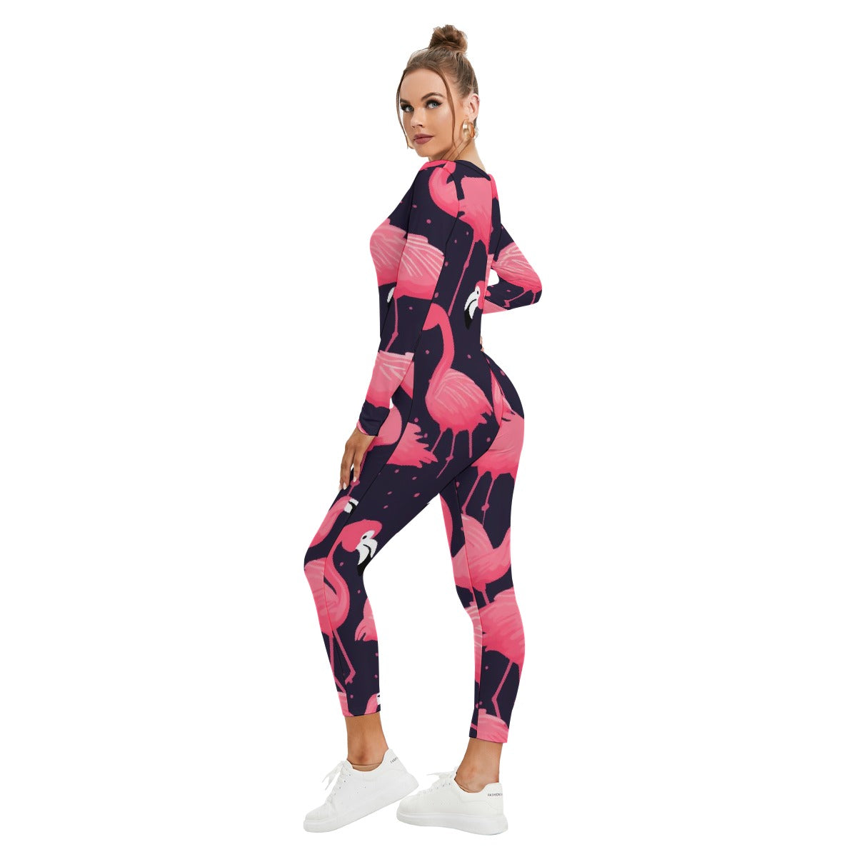 All-Over Print Women's Plunging Neck Jumpsuit