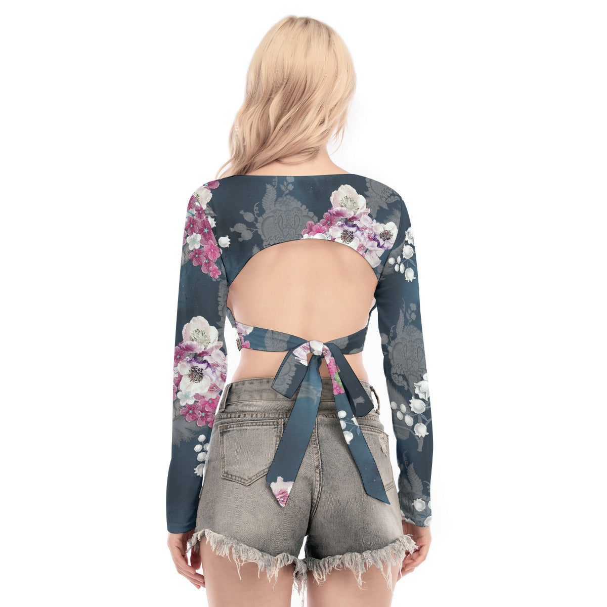 All-Over Print Women's Back Hollow T-shirt With Strap