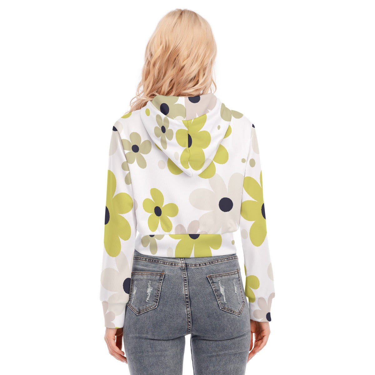 All-Over Print Women's Crop Top Hoodie With Zipper Closure
