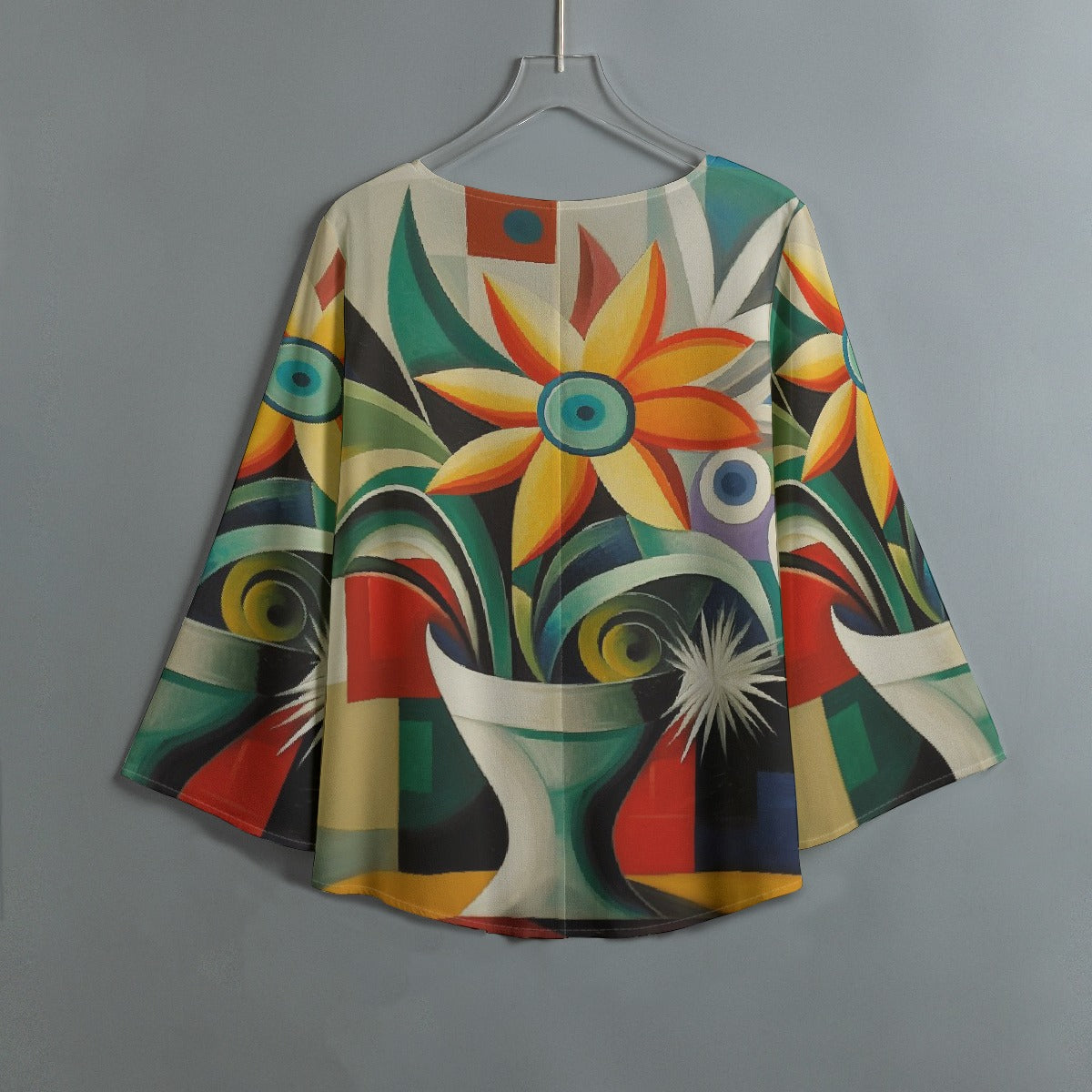 All-Over Print Women's V-neck T-shirt With Irregular Hem