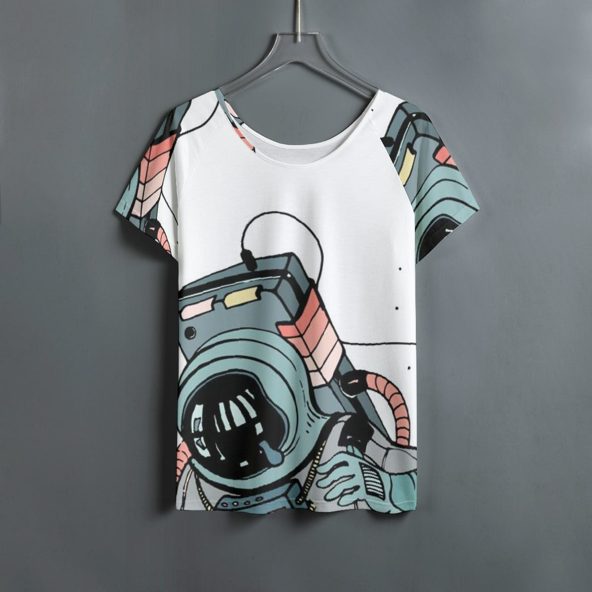 All-Over Print Women's Round Neck T-shirt With Raglan Sleeve