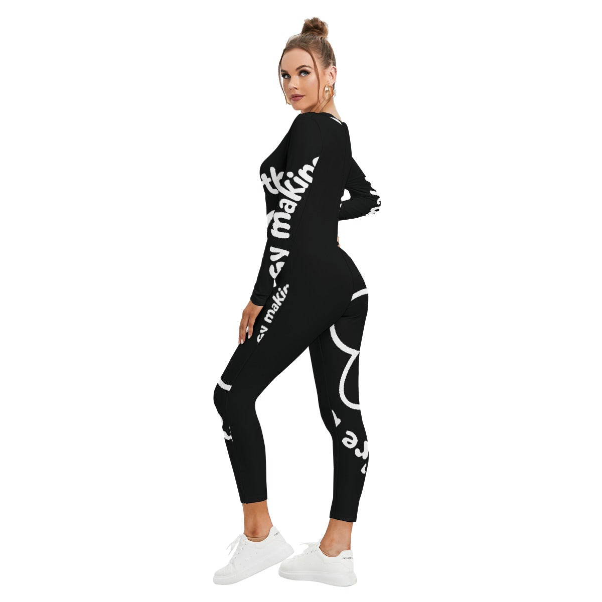 All-Over Print Women's Plunging Neck Jumpsuit