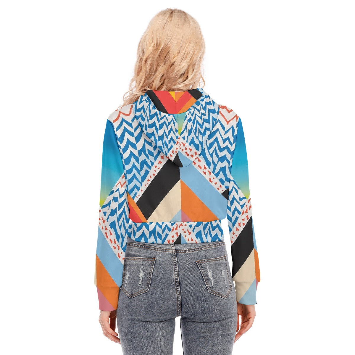 All-Over Print Women's Crop Top Hoodie With Zipper Closure