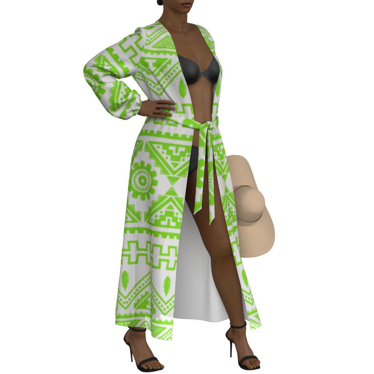 All-Over Print Women's Lace-up Chiffon Robe