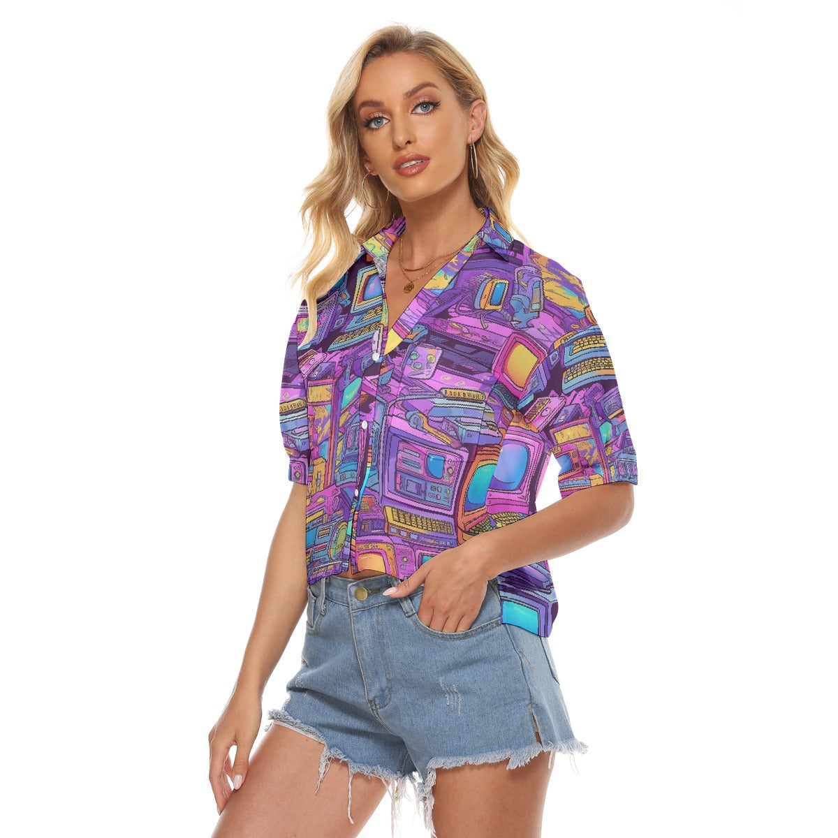 All-Over Print Women's V-neck Shirts