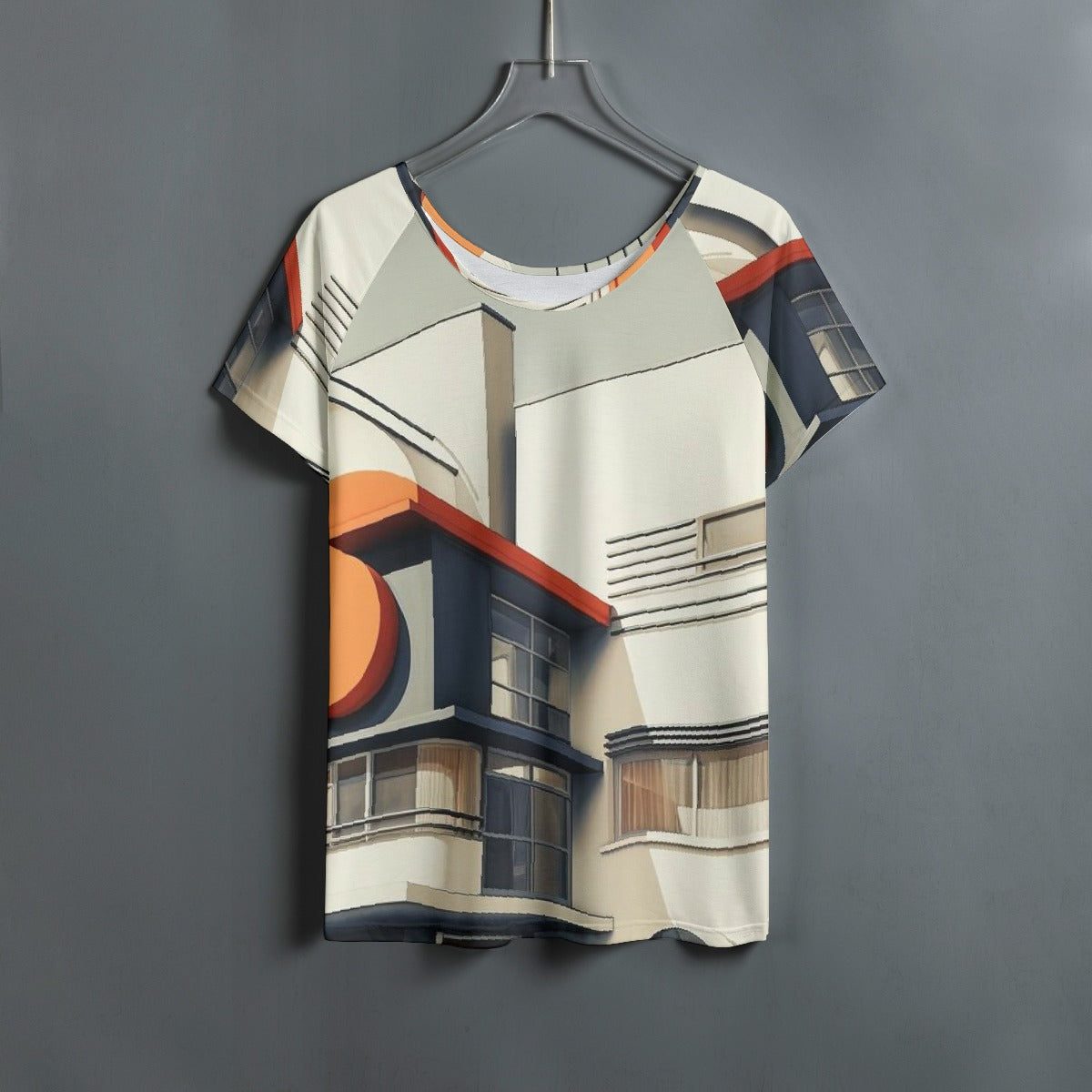 All-Over Print Women's Round Neck T-shirt With Raglan Sleeve