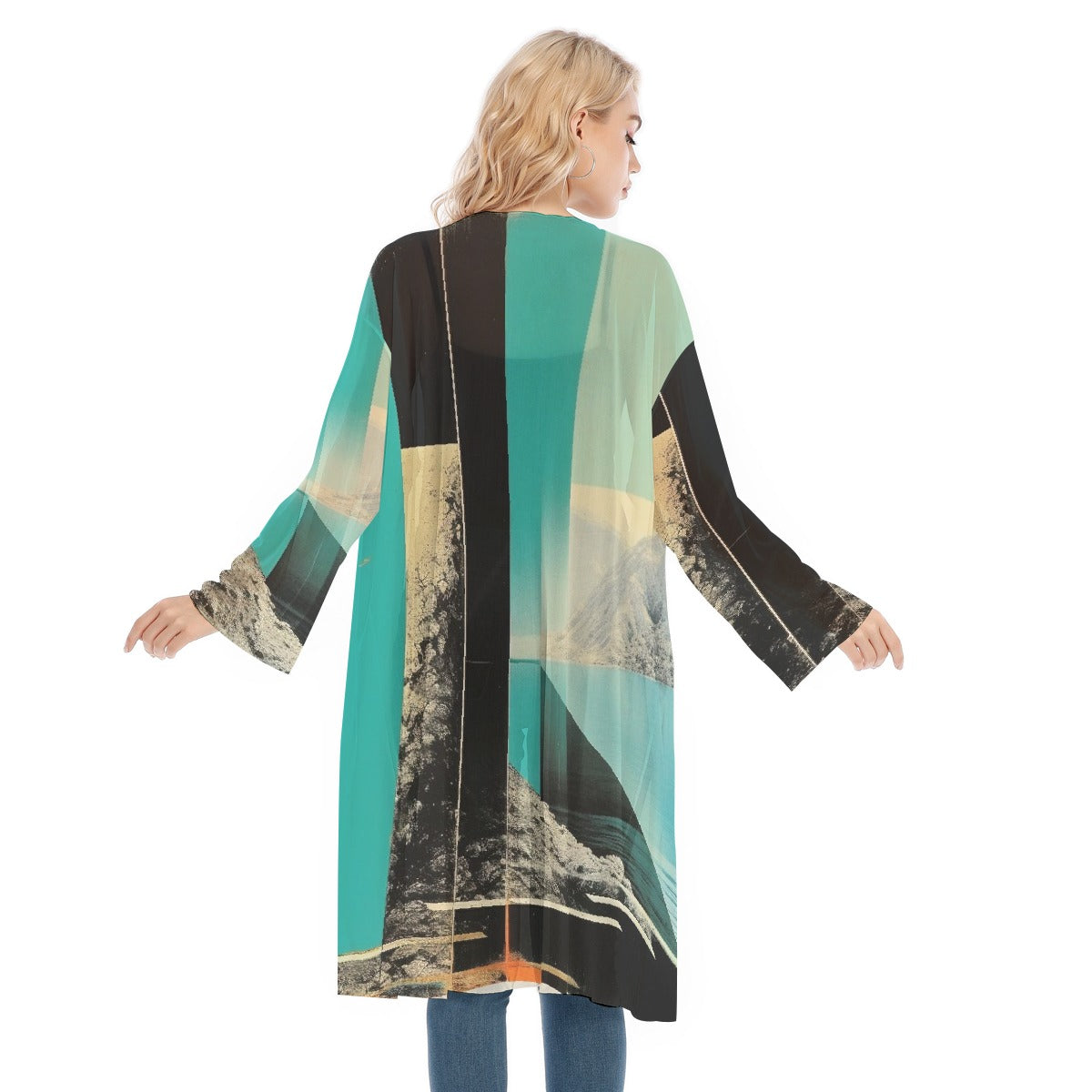 All- Over Print Women's Long Sleeve Mesh Cardigan