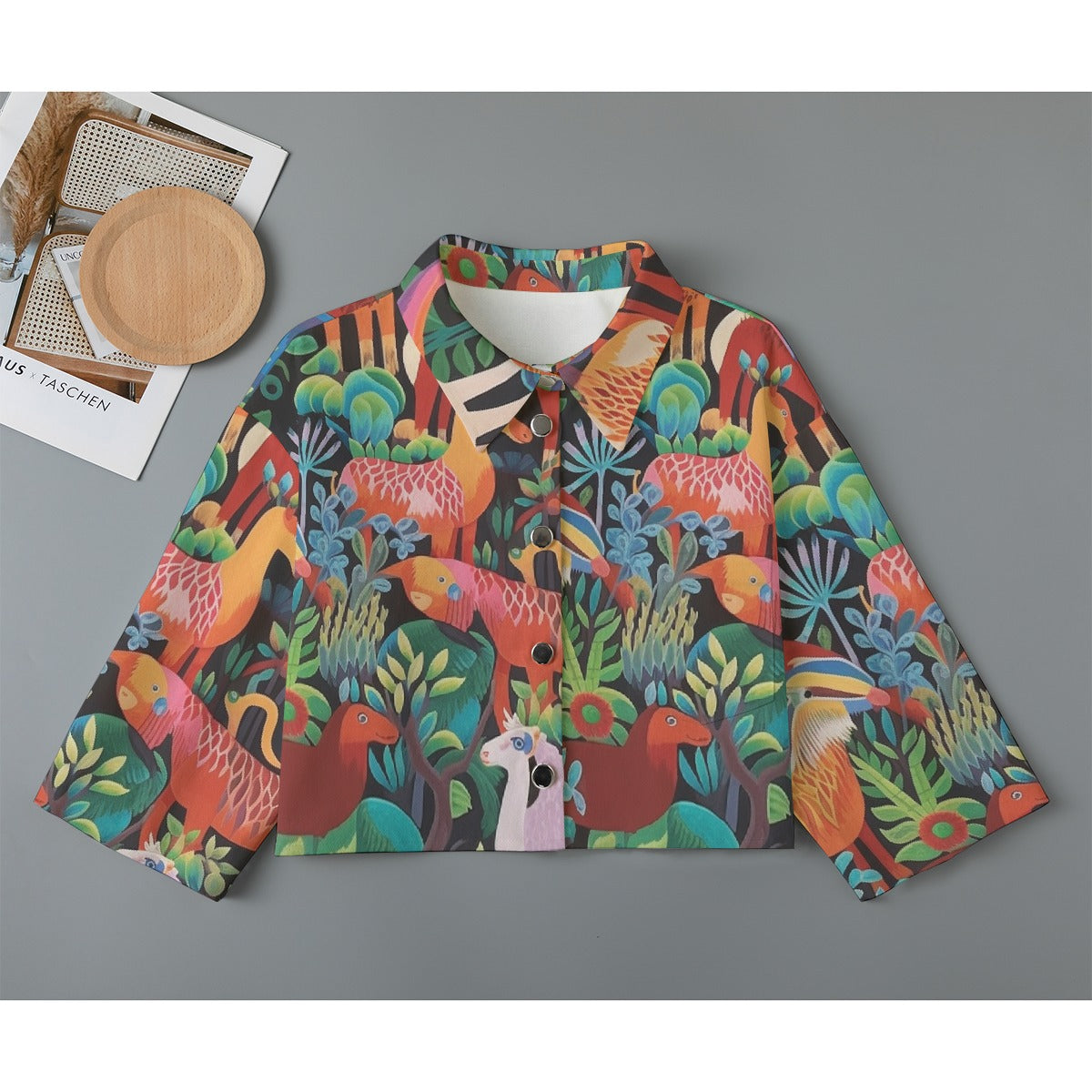 All-Over Print Women's Cropped Jacket | 245GSM Cotton
