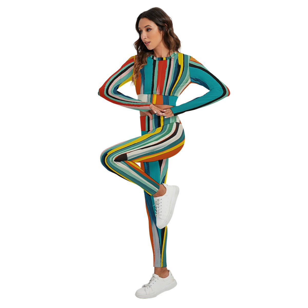 All-Over Print Women's Sport Set With Backless Top And Leggings